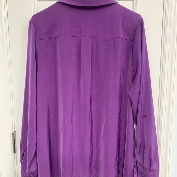 Susan Graves Silky Purple Button Down Blouse Sz 16 Sexy CEO City Girl Boho Vibes - Picture 10 of 11